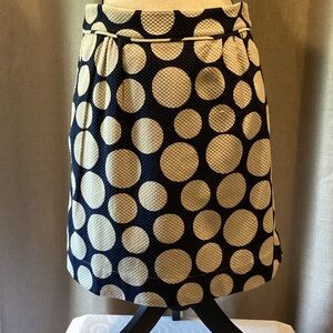 Boden Navy and Cream polka dot A-Line Skirt, size 6.